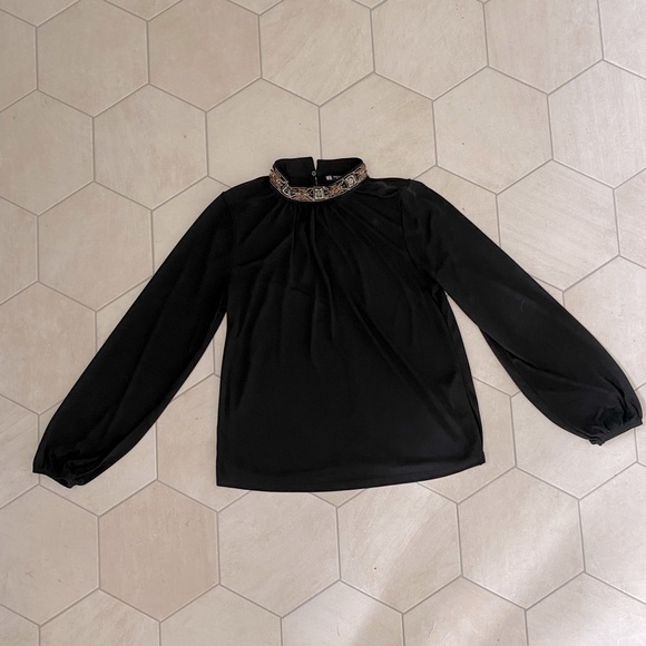 Zara Jeweled Neck Top - Picture 4 of 4